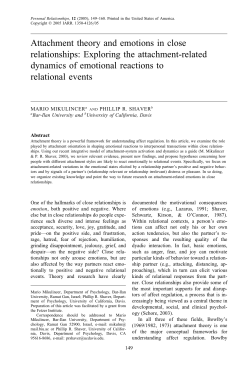 Attachment theory and emotions in close