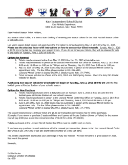 Katy ISD Season Ticket Letter
