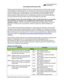 ICD-9-CM/ICD-10-CM Codes for MNT ICD