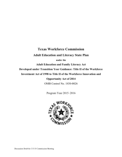 Adult Education and Literacy State Plan