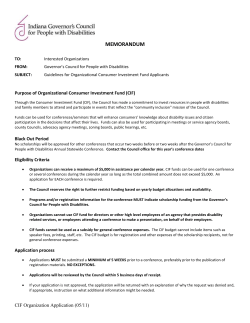 MEMORANDUM TO: Interested Organizations FROM: Governor`s