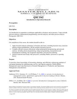 QM 3342 - Sorrell College of Business