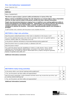 Fire risk behaviour assessment