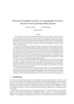 Physical Unclonable Functions in Cryptographic Protocols: Security