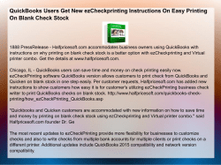QuickBooks Users Get New ezCheckprinting Instructi