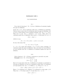 TOPOLOGY HW 1 18.1 Prove that for functions f : R &rarr; R, the ϵ