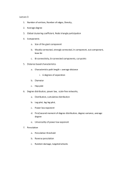 Lecture 3: 1. Number of vertices, Number of edges, Density