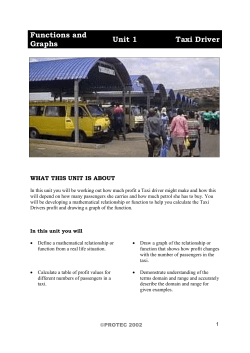 Functions and Graphs: Unit 1 Taxi driver