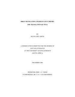 BIBLE TRANSLATION AND RELEVANCE THEORY THE