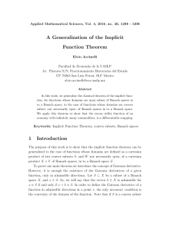 A Generalization of the Implicit Function Theorem 1 Introduction