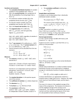 Loss Models Functions and moments: &bull; The cumulative distribution