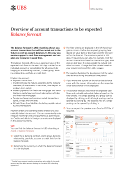 Overview of account transactions to be expected Balance
