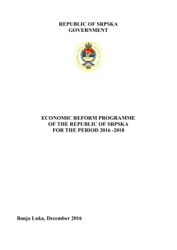 Economic reform programme of the Republic of Srpska 2016-2018