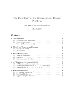 The Complexity of the Permanent and Related Problems