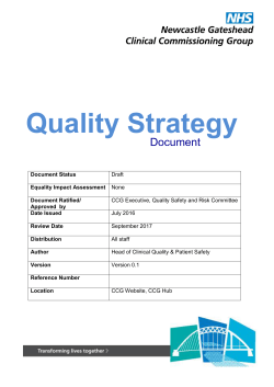 Quality Strategy - NHS Newcastle Gateshead CCG