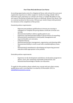 Part-Time McGrath Breast Care Nurse An exciting opportunity exists