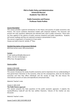 PhD in Public Policy and Administration Universit&agrave; Bocconi