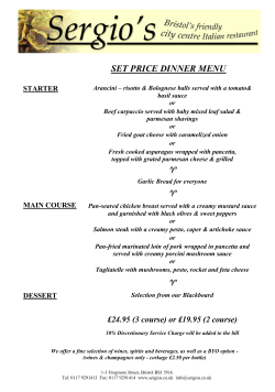 set price dinner menu