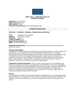 ORGL 4342 &ndash; Leadership Theory II COURSE SYLLABUS Instructor