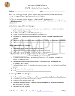 Sample Individual Safety Plan - Los Angeles Unified School District
