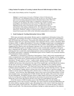 College Student Perceptions of Learning Academic Research Skills