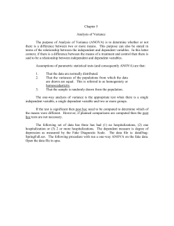 One Way ANOVA