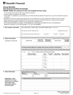 Out-of-province/Out of Canada Health Claim