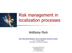 Risk Management in Localisation Processes