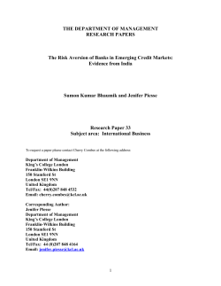 THE DEPARTMENT OF MANAGEMENT RESEARCH PAPERS The