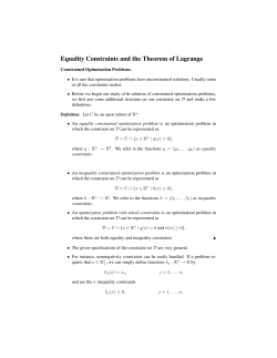 Equality Constraints and the Theorem of Lagrange