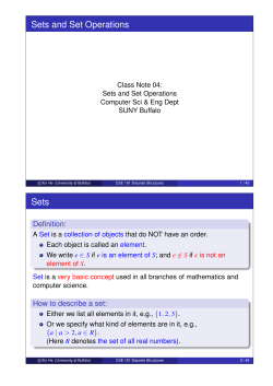 Sets and Set Operations Sets - UB CSE