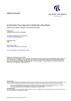 Aalborg Universitet An Information Theory Approach to - VBN
