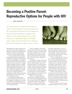 Becoming a Positive Parent: Reproductive Options for People with HIV