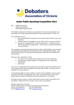 Public Speaking Assessment Form - Debaters Association of Victoria
