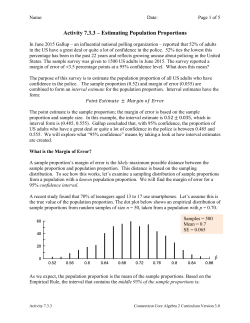 Activity 7.3.3 &ndash; Estimating Population Proportions