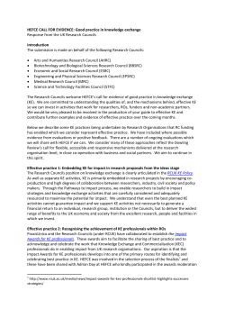 HEFCE CALL FOR EVIDENCE: Good practice in knowledge