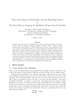 Three Fun Games of Probability, and the Big Bang Lottery or The