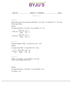 Class XII Chapter 13 &ndash; Probability Exercise 13.1 Question 1: Given
