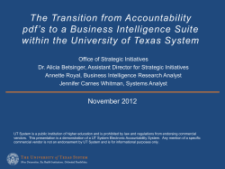 The transition from Accountability pdf*s to a Business Intelligence
