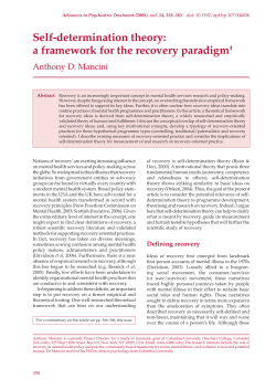 Self-determination theory: a framework for the recovery paradigm&dagger;