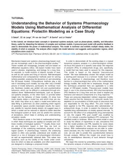 Understanding the Behavior of Systems Pharmacology Models