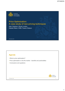 Price Optimisation: A case study of new pricing techniques