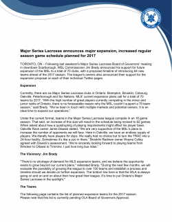 Major Series Lacrosse announces major expansion, increased