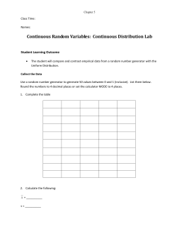 Continuous Random Variables: Continuous Distribution Lab