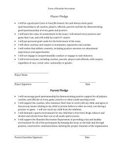 Player Parent Pledge - Town of Brandon, VT