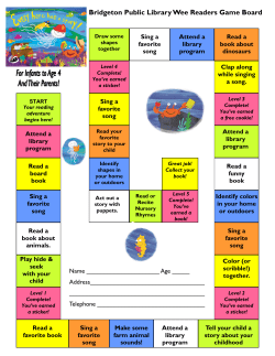 Bridgeton Public Library Wee Readers Game Board