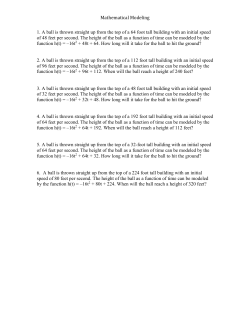 Mathematical Modeling 1. A ball is thrown straight up from the top of