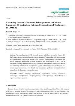 Extending Deacon`s Notion of Teleodynamics to Culture