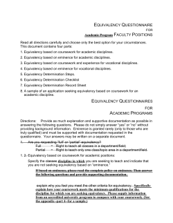 Equivalency Questionnaire for Academic Program Faculty Positions