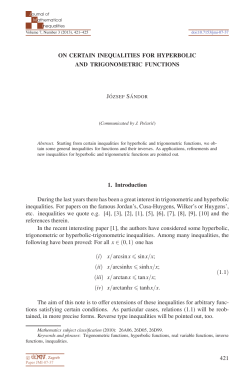 On certain inequalities for hyperbolic and trigonometric - Ele-Math